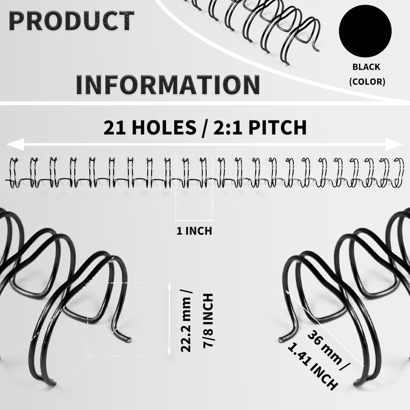 RAYSON WR21222BK Wire Binding Spines, 2:1 Pitch Double Loop Binding Wires 7/8 Inch, 21-Loop Wire Ring Pack of 50 with Black - Image 4
